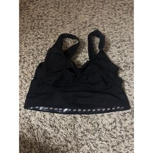 Yitty Black Seamless Sports Bra‎ Ruched Front High Neck Racerback